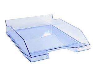 Exacompta - Ref 113210D - Linicolor Letter Tray Combo Midi - 347 x 255 x 65mm in Size, Holds Up To 500 Sheets, Suitable for A4 Documents -Ice Blue Transparent Glossy