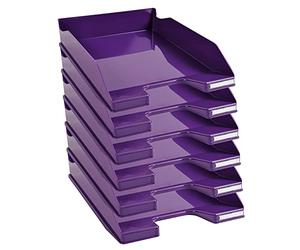 Exacompta - Ref. 113220D - set of 6 COMBO MIDI letter trays - dimensions 34.6 x 25.5x 6.5 cm - for A4 + format documents - glossy purple color