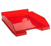 Exacompta - Ref 113224D - Linicolor Letter Tray Combo Midi - 347 x 255 x 65mm in Size, Holds Up To 500 Sheets, Suitable for A4 Documents -Carmin Red Transparent Glossy