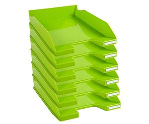 Exacompta - Ref. 113225D - set of 6 COMBO MIDI letter trays - dimensions 34.6 x 25.5x 6.5 cm - for A4 + format documents - glossy anise green color