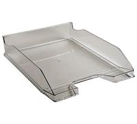 Exacompta - Ref 113227D - Office Letter Tray Combo Midi - 347 x 255 x 65mm in Size, Suitable for A4 Documents, Stackable with Others, Holds Approx. 500 Sheets - Grey Transparent Glossy