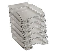Exacompta - Ref. 113227D - set of 6 COMBO MIDI letter trays - dimensions 34.6 x 25.5x 6.5 cm - for documents in A4 + format - transparent glossy gray color