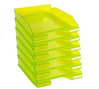 Exacompta - Ref. 113235D - set of 6 COMBO MIDI letter trays - dimensions 34.6 x 25.5x 6.5 cm - for documents in A4 + format - transparent glossy anise green color
