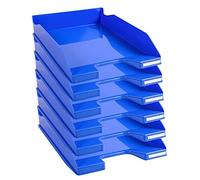 Exacompta - Ref. 113279D - set of 6 COMBO MIDI letter trays - dimensions 34.6 x 25.5x 6.5 cm - for documents in A4 + format - glossy ice blue color