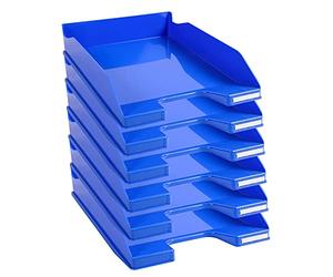 Exacompta - Ref. 113279D - set of 6 COMBO MIDI letter trays - dimensions 34.6 x 25.5x 6.5 cm - for documents in A4 + format - glossy ice blue color