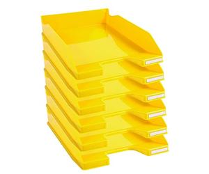 Exacompta - Ref. 113289D - set of 6 COMBO MIDI letter trays - dimensions 34.6 x 25.5x 6.5 cm - for A4 + format documents - glossy yellow color