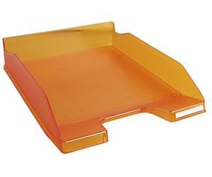 Exacompta - Ref 11346D - Linicolor Letter Tray Combo Midi - 347 x 255 x 65mm in Size, Holds Up To 500 Sheets, Suitable for A4 Documents -Tangerine Translucent (Pack of 6)
