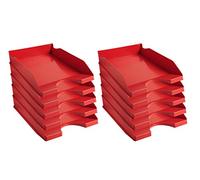 Exacompta - Ref. 123107D - set of 10 ECOTRAY letter trays - dimensions 34.5x25.5x6.5 cm - for documents in A4+ format - red color - Blue Angel certified