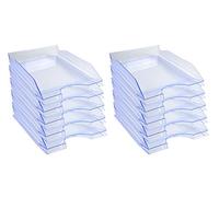 Exacompta - Ref. 12310D - set of 10 ECOTRAY letter trays - dimensions 34.5x25.5x6.5 cm - for A4+ format documents - translucent ice blue color