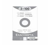 Exacompta - Ref 13202E - Essential Pack of 3 Packs of 100 Squared 5x5 Bristol Cards - 100 x 150 mm - Compatible with Inkjet, Laser and Photocopiers - White