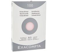 Exacompta - Ref 13238E - Bristol Squared Record Cards (Pack of 100) - A5 in Size, 205gsm Card, Compatible with Printers - Suitable for Exam Revision & Notes - Pink