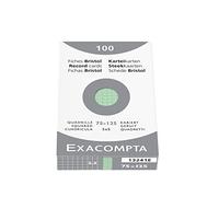 Exacompta - Ref 13241E - Bristol Squared Record Cards (Pack of 100) - 75 x 125mm in Size, 205gsm Card, Compatible with Printers - Suitable for Exam Revision & Notes - Green