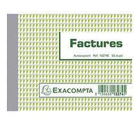 Exacompta - Ref 13274E - Commercial Invoice Form Pad (50 Pages) - 105 x 135mm in Size, Horizontal, Green Printed Rulings, Duplicate Carbonless Copy - French Printed