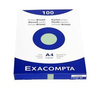 Exacompta - Ref 13346E - Bristol Plain Record Cards (Pack of 100) - A4 in Size, 205gsm Card, Compatible with Printers - Suitable for Exam Revision & Notes - Green
