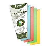 Exacompta - Ref 13595E - Forever Collection - Recycled Punched Card Dividers - 105 x 240mm, Pre-Punched for Folders or Files, Plain Recycled 180gsm Card - Assorted Colours (100 Pack)