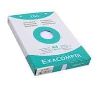 Exacompta - Ref 13608E - Bristol Squared Record Cards (Pack of 100) - A5 in Size, 205gsm Card, Compatible with Printers - Suitable for Exam Revision & Notes - White