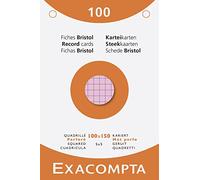 Exacompta - Ref 13652E - Bristol Squared & Punched Record Cards (Pack of 100) - 100 x 150mm in Size, 205gsm Card, Compatible with Printers - Suitable for Exam Revision & Notes - Assorted Colours