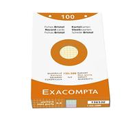 Exacompta - Ref 13653E - Bristol Squared & Punched Record Cards (Pack of 100) - 125 x 200mm in Size, 205gsm Card, Compatible with Printers - Suitable for Exam Revision & Notes - Assorted Colours