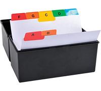 Exacompta - Ref 13996E - Index Record Card - 88 x 105mm in Size, 160gsm White Card, Laminated Multi-Coloured Tabs, 25 Alphabetical Labels, Suitable for A7 Documents