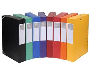 Exacompta Ref - 14000H Cartobox Elasticated Filing Boxes, 25x33 cm Suitable for A4+ Documents, 40 mm Spine and Made From Pressboard, Pack of 10 Assorted Colours Filing Boxes