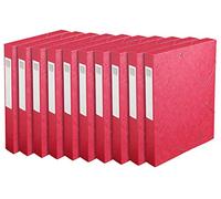 Exacompta - Ref. 14009H - 10 CARTOBOX filing boxes with rubber bands - delivered flat - 4 cm spine - 7/10th glossy card - 600g/m² - dimensions 25x33cm - A4 filing format - red color