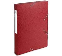 Exacompta - Ref 14009H - Cartobox Pressboard Filing Box - 25 x 33cm, Suitable for A4 Documents, Elastic Straps on 2 Corners, 40mm Spine, FSC-Certified - Red (Pack of 10)