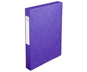 Exacompta - Ref 14015H - Cartobox Pressboard Filing Box - 25 x 33cm, Suitable for A4 Documents, Elastic Straps on 2 Corners, 40mm Spine, FSC-Certified - Purple