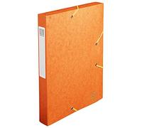 Exacompta - Ref 14017H - Cartobox Pressboard Filing Box - 25 x 33cm, Suitable for A4 Documents, Elastic Straps on 2 Corners, 40mm Spine, FSC-Certified - Orange