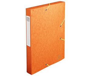 Exacompta - Ref 14017H - Cartobox Pressboard Filing Box - 25 x 33cm, Suitable for A4 Documents, Elastic Straps on 2 Corners, 40mm Spine, FSC-Certified - Orange