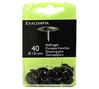 Exacompta - Ref 14021E - Drawing Pins (Pack of 40) - 7mm Width x 10mm Height in Size - Suitable for Pinboards or Corkboards in Offices, Homes & Businesses - Black