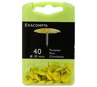 Exacompta - Ref 14023E - Drawing Pins (Pack of 40) - 7mm Width x 10mm Height in Size - Suitable for Pinboards or Corkboards in Offices, Homes & Businesses - Yellow