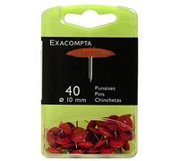 Exacompta - Ref 14024E - Drawing Pins (Pack of 40) - 7mm Width x 10mm Height in Size - Suitable for Pinboards or Corkboards in Offices, Homes & Businesses - Red