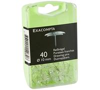 Exacompta - Ref 14032E - Drawing Pins (Pack of 40) - 7mm Width x 10mm Height in Size - Suitable for Pinboards or Corkboards in Offices, Homes & Businesses - White