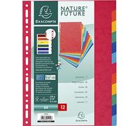 Exacompta - Ref 1412E - Nature Future Dividers - Suitable for A4 Documents, Pre-Punched, 225gsm Genuine Pressboard, 12-Part Dividers, FSC-Certified - Multi-Coloured