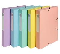 Exacompta - Ref 14460E - 10 Boxes with Elastic Bands CARTOBOX - Delivered Flat - 4 cm Spine - in Glossy Aquarel Card - Dimensions 25 x 33 cm - for A4