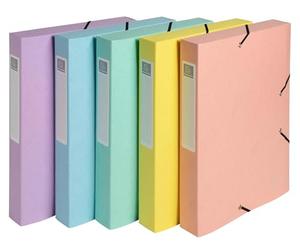 Exacompta - Ref 14460E - 10 Boxes with Elastic Bands CARTOBOX - Delivered Flat - 4 cm Spine - in Glossy Aquarel Card - Dimensions 25 x 33 cm - for A4