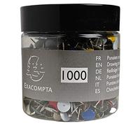 Exacompta - Ref 14767E - Drawing Pins (Pack of 1000) - 9mm Width x 9mm Height in Size - Suitable for Pinboards or Corkboards in Offices, Homes & Businesses - Assorted Colours