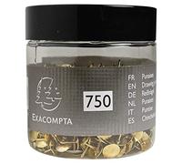 Exacompta - Ref 14768E - Brass Drawing Pins (750pcs) - 9mm Width x 9mm Height in Size - Suitable for Pinboards or Corkboards in Offices, Homes & Businesses - Gold