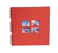 Exacompta - Ref 15121E - MILANO Spiralbound Photo Album (60 Pages) -32 x 32cmin Size, Holds 360 Photos, 250gsm Black Card Pages, FSC-Certified - Red Paper Cover