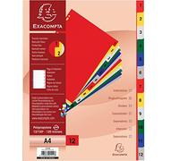 Exacompta Exacompta Index 1-12 A4 120 Micron Polypropylene Bright Assorted Colou