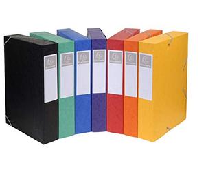 Exacompta - Ref 16000H - Cartobox Pressboard Filing Box - 25 x 33cm, Suitable for A4 Documents, Elastic Straps on 2 Corners, 60mm Spine, FSC-Certified - Assorted Colours (Pack of 10)