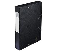 Exacompta Ref - 16016H Cartobox Elasticated Filing Boxes, 25x33cm Suitable for A4+ Documents, 60mm Spine and Made From Pressboard, Pack of 10 Black Filing Boxes