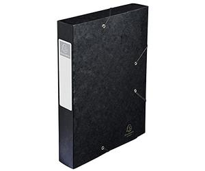 Exacompta Ref - 16016H Cartobox Elasticated Filing Boxes, 25x33cm Suitable for A4+ Documents, 60mm Spine and Made From Pressboard, Pack of 10 Black Filing Boxes