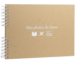 Exacompta - Ref 16029E - Spiral Class Photo Album - 50 Class Photos or 150 Photos 10 x 15 cm - 50 White Pages - Format 32 x 22 cm - Kraft Cover with White Marking