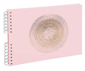 Exacompta - Ref. 16166E - ELLIPSE spiral photo album - 150 photos - 50 white pages - format 32 x 22 cm - light pink imitation leather cover with rose gold marking in the shape of an ellipse