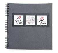 Exacompta - Ref. 16215E - ME & YOU spiral photo album - 360 photos - 60 black pages - size 32 x 32 cm - black paper cover with bi-material effect - personalization window - FSC® certified