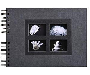 Exacompta - Ref 16241E - Passion Wire Bound Photo Album - 32 x 22cm in Size, 50 Black Thick Card Pages, Holds Up To 100 Photos, Suitable for Scrapbooking - Black Cover