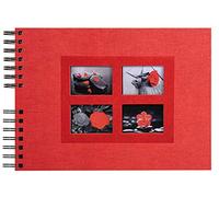 Exacompta - Ref 16245E - Passion Wire Bound Photo Album - 32 x 22cm in Size, 50 Black Thick Card Pages, Holds Up To 100 Photos, Suitable for Scrapbooking - Red Cover