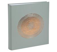 Exacompta - Ref. 16263E - ELLIPSE book photo album - 300 photos - 60 white pages - size 29 x 32 cm - green imitation leather cover with rose gold marking in the shape of an ellipse