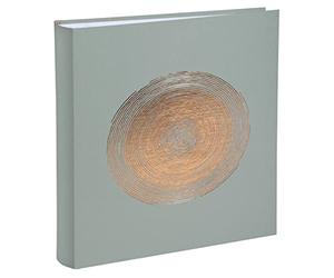 Exacompta - Ref. 16263E - ELLIPSE book photo album - 300 photos - 60 white pages - size 29 x 32 cm - green imitation leather cover with rose gold marking in the shape of an ellipse